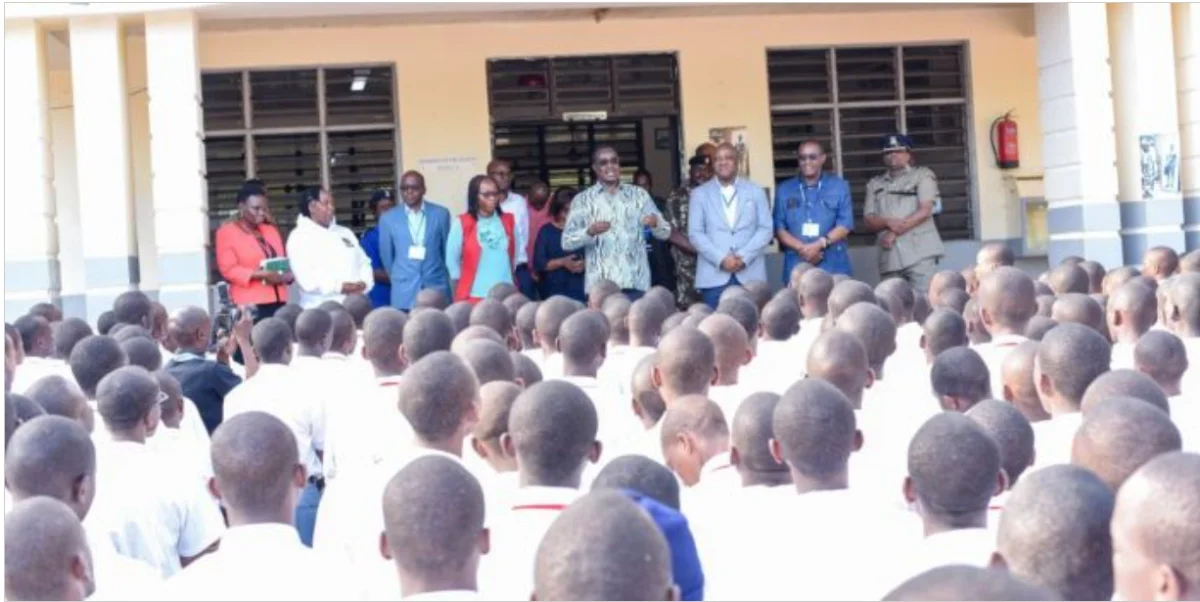 Education CS Julius Ogamba addressing KCSE candidates on Monday, October 3.